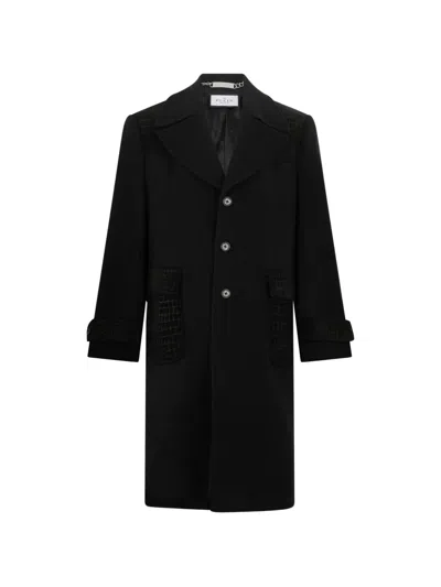 Philipp Plein Gianni-fit Coat Croco Inserts In Black