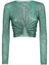 Philipp Plein Glass Crystal Embellishment T-shirt In Green
