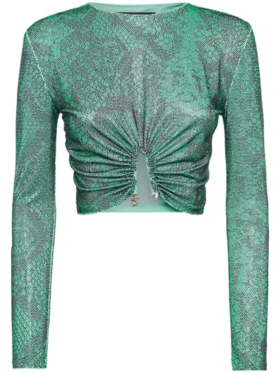 Philipp Plein Glass Crystal Embellishment T-shirt In Green