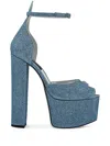 Philipp Plein Glitter 120mm Platform Sandals In Blue