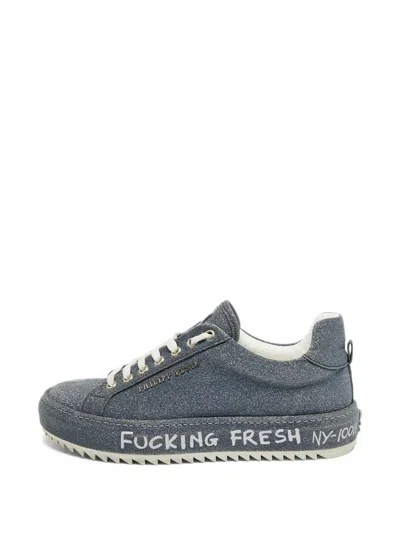 Pre-owned Philipp Plein Glitter Low-top Sneakers In Blue