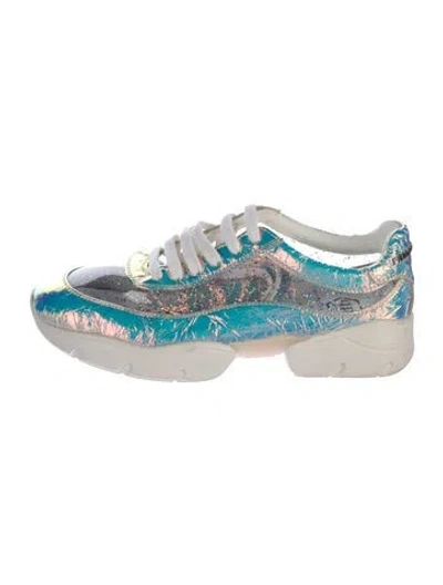 Pre-owned Philipp Plein Glitter Printed Sneakers In Silver