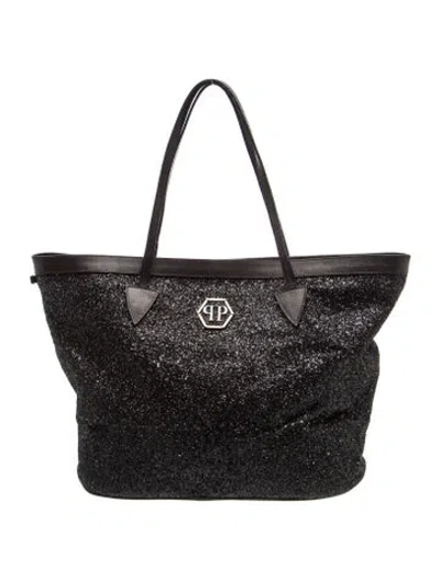 Pre-owned Philipp Plein Glitter Tote In Black