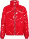 Philipp Plein Glossy Padded Jacket In Red