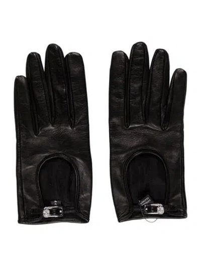 Pre-owned Philipp Plein Gloves Leather In Black
