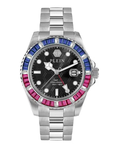 Philipp Plein Gmt-i Challenger Baguettes Bracelet Watch In Metallic