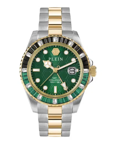 Philipp Plein Gmt-i Challenger Baguettes Bracelet Watch In Multi