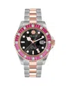 Philipp Plein Gmt-i Challenger Baguettes Bracelet Watch In Black/pink