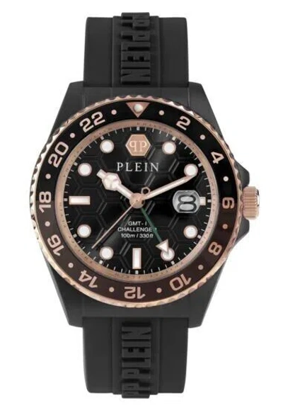 Pre-owned Philipp Plein Gmt-i Challenger (pwyba0823) Men's Black Analog Quartz Watch