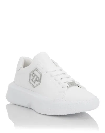 Philipp Plein Godzilla Hexagon Logo Plaque Runner Trainers In White