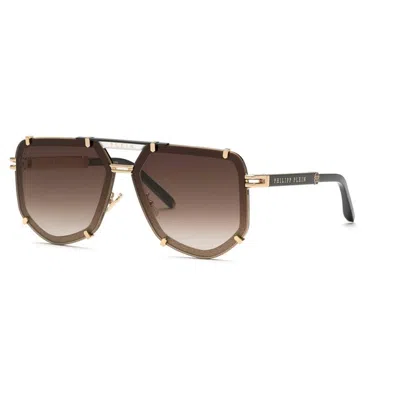 Philipp Plein Gold Brown Metal Sunglasses