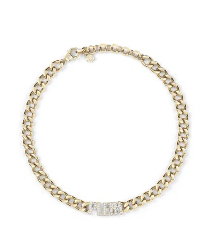 Philipp Plein Gold Chain Necklace With Crystals And Nameplate