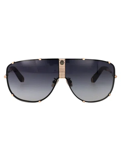 Philipp Plein Gold C/parti Verde Metal Sunglasses In Brown