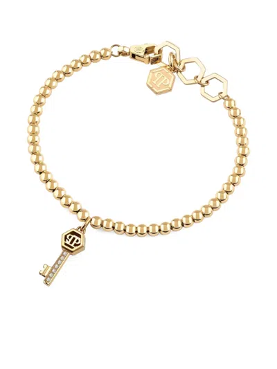 Philipp Plein Gold Crystals Key-pendant Bracelet