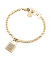 Philipp Plein Gold Crystals Lock-pendant Bracelet In Gold