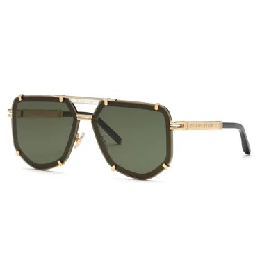 Philipp Plein Gold Green Metal Sunglasses