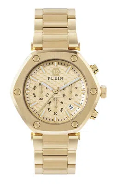 Pre-owned Philipp Plein Gold Mens Chronograph Watch The Hexagon Chrono Pwzba0523