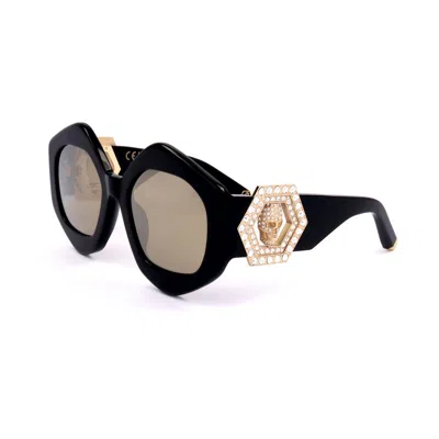 Philipp Plein Gold Metal Sunglasses In Black