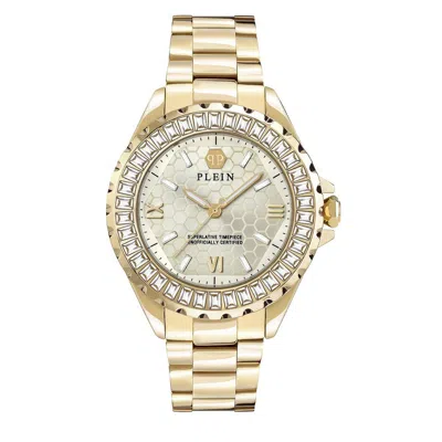 Philipp Plein Gold Stainless Steel Dress Watch In Brown