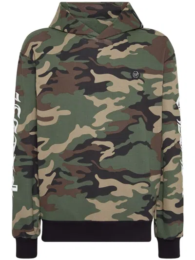 Philipp Plein Gothic Plein Camouflage-pattern Hoodie In Green