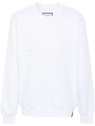 Philipp Plein Gothic Plein Cotton Sweatshirt In White