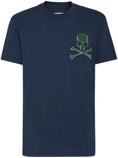 Philipp Plein Gothic Plein Cotton T-shirt In Blue