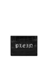 Philipp Plein Gothic Plein Crocodile-embossed Cardholder In Black