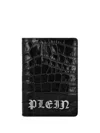 Philipp Plein Gothic Plein Crocodile-embossed Passport Cover In 02 Black