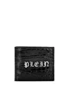 Philipp Plein Gothic Plein Crocodile-embossed Wallet In Black