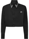 Philipp Plein Ruffled Cotton Cropped Shirt In 黑色