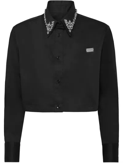 PHILIPP PLEIN GOTHIC PLEIN CROPPED SHIRT