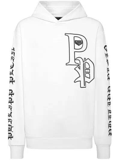 Philipp Plein Gothic Plein Hoodie In White