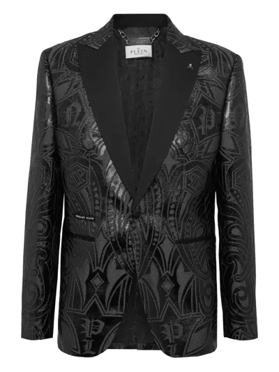 Philipp Plein Gothic Plein-jacquard Blazer In Black