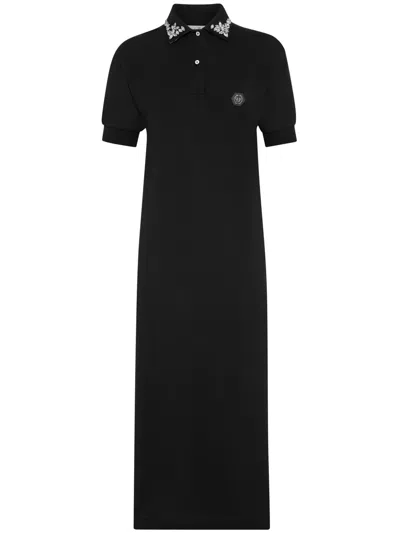 Philipp Plein Gothic Plein Polo Dress In Black