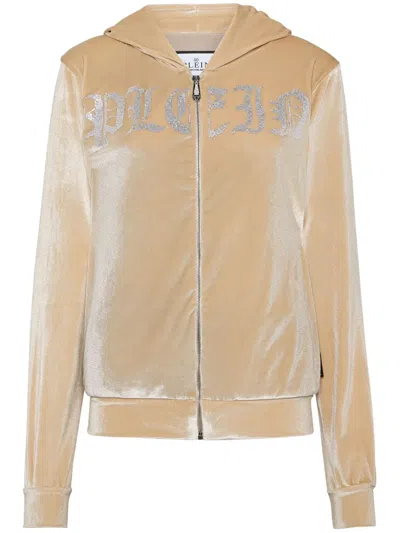 Philipp Plein Hoodie Sweatjacket Gothic Plein In Gold