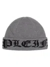 Philipp Plein Gothic Plein Wool Beanie Hat In Grey