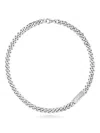 Philipp Plein Gothic Tag Necklace In Silver