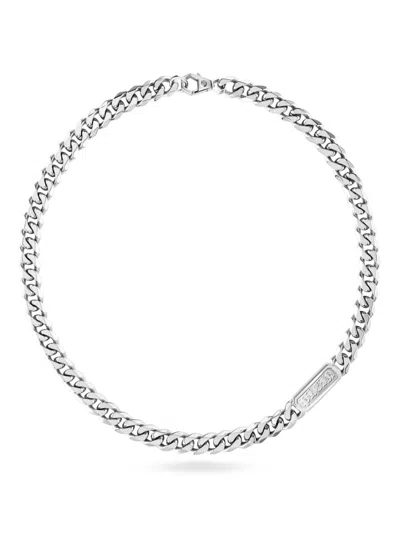 Philipp Plein Gothic Tag Necklace In Metallic