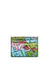 Philipp Plein Graffiti-print Leather Cardholder In Blue