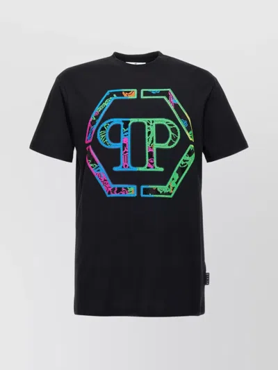Philipp Plein Graphic Logo Print Crew Neck T-shirt In Black
