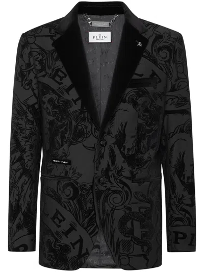 Philipp Plein Graphic-print Blazer In Black