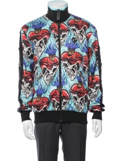 Pre-owned Philipp Plein Graphic Print Bomber Jacket In Black
