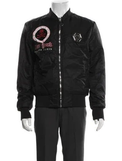 Pre-owned Philipp Plein Graphic Print Bomber Jacket In Black