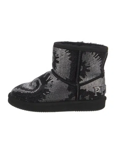 Pre-owned Philipp Plein Graphic Print Boots In Black