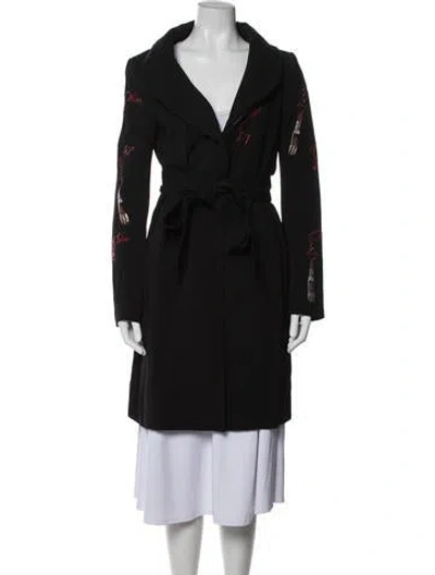 Pre-owned Philipp Plein Graphic Print Coat In Black
