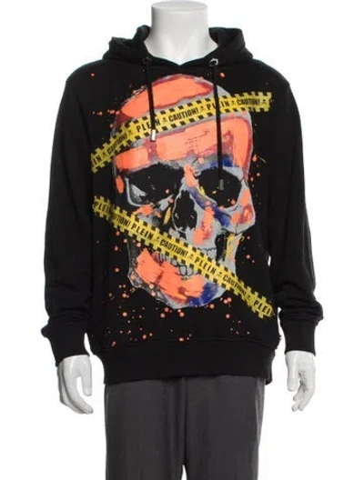 Pre-owned Philipp Plein Graphic Print Crew Neck Cardigan In Black