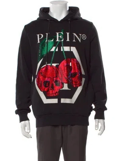 Pre-owned Philipp Plein Graphic Print Crew Neck Hoodie In Black