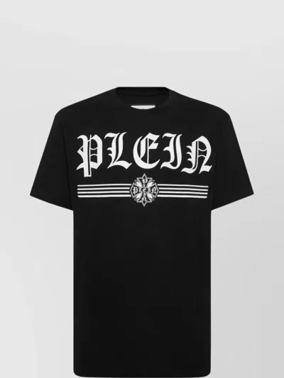 Philipp Plein Graphic Print Crew Neck Short Sleeve T-shirt In Black