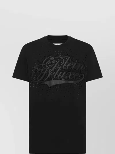 Philipp Plein Graphic Print Crew Neck Short Sleeve Top In Black