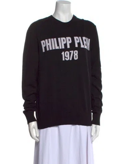 Pre-owned Philipp Plein Graphic Print Crew Neck Sweater In Black